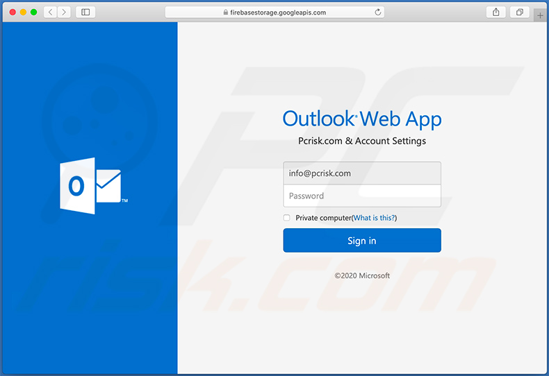 Email de phishing diseñado para recopilar cuentas de Microsoft Outlook