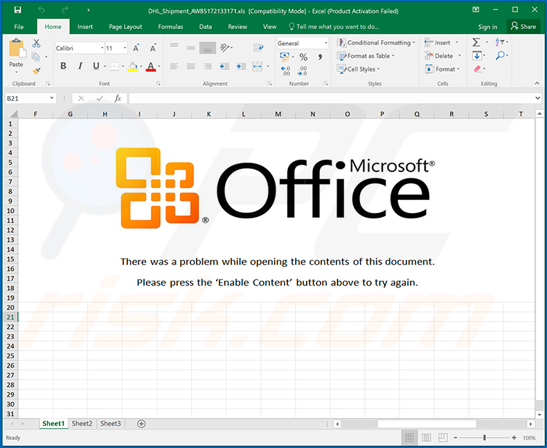 Documento malicioso de MS Excel que propaga el RAT FireBird