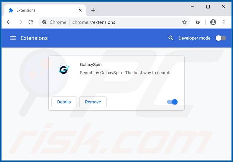 Eliminando las extensiones de Google Chrome relacionadas con galaxyspin.com