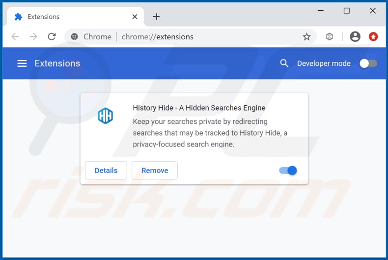 Eliminando las extensiones de Google Chrome relacionadas con historyhide.com