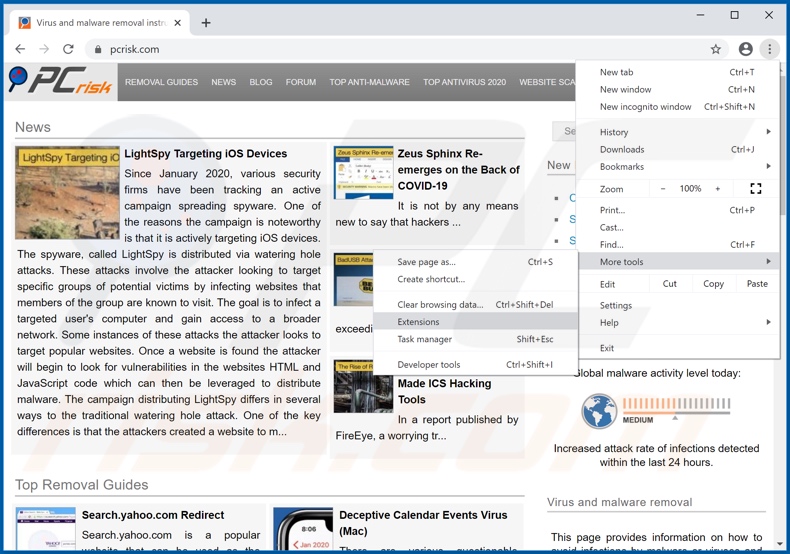 Eliminando los anuncios de MusiCalm de Google Chrome paso 1