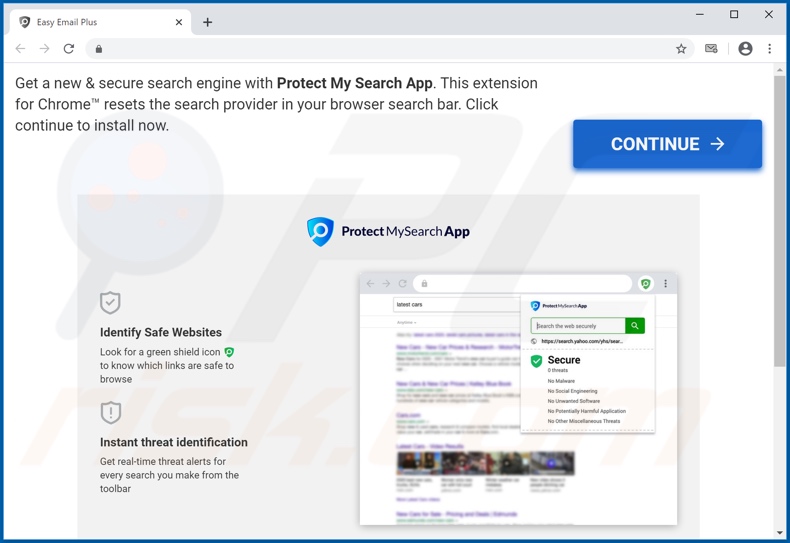 Sitio web utilizado para promover al secuestrador de navegador 