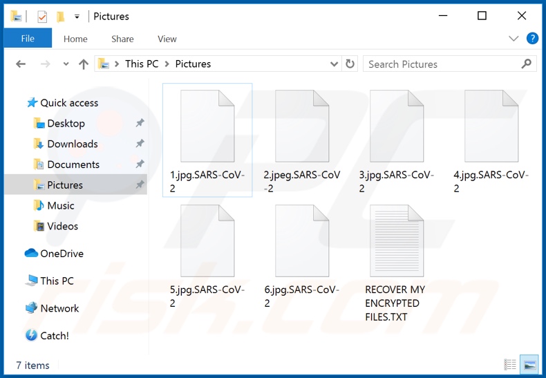 Archivos encriptados por el ransomware SARS-CoV-2 (extensión .SARS-CoV-2)