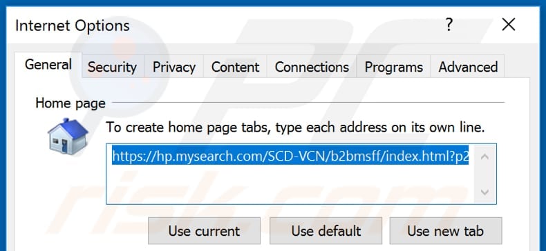 Eliminando hp.mysearch.com de la página de inicio de Internet Explorer