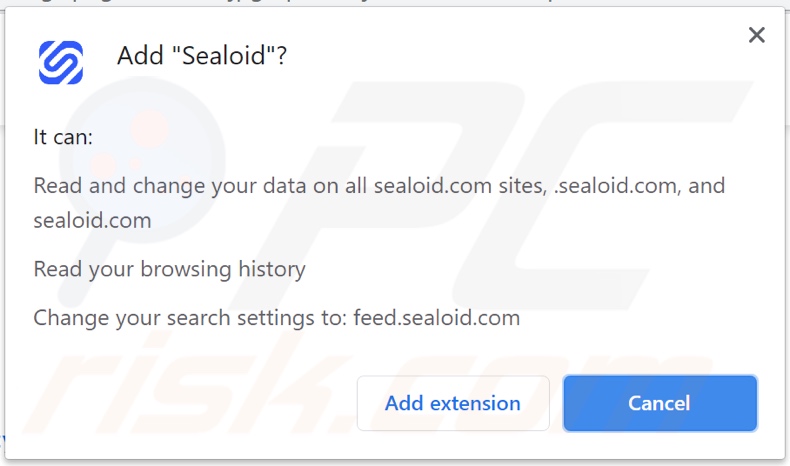 Secuestrador de navegador Sealoid solicitando permisos