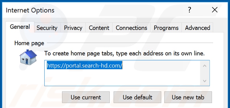 Eliminando search-hd.com de la página de inicio de Internet Explorer