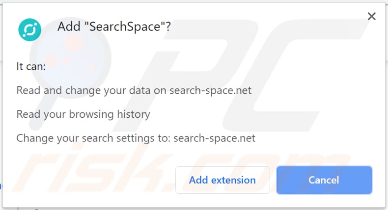 SearchSpace solicita un permiso para instalarse en Chrome