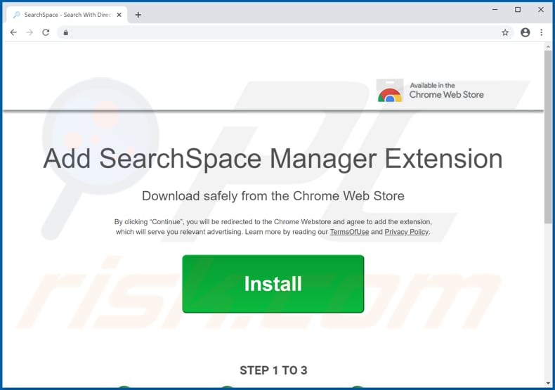 Sitio web utilizado para promover el secuestrador del navegador SearchSpace