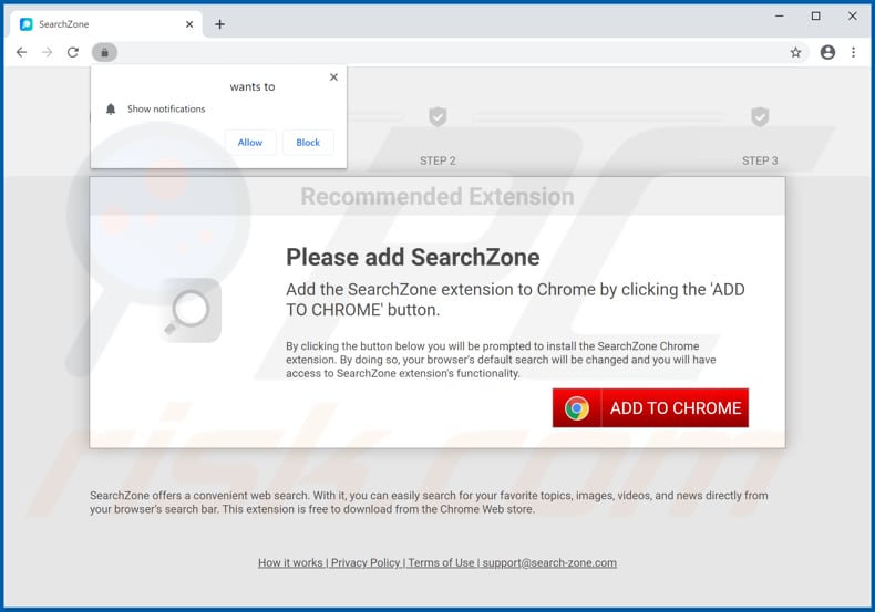 Sitio web utilizado para promover el secuestrador del navegador SearchZone