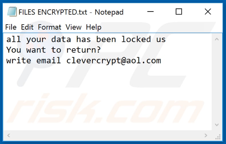 TRAMP archivo de texto de ransomware (FILES ENCRYPTED.txt)