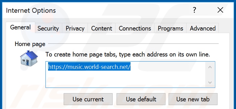 Eliminando world-search.net de la página de inicio de Internet Explorer