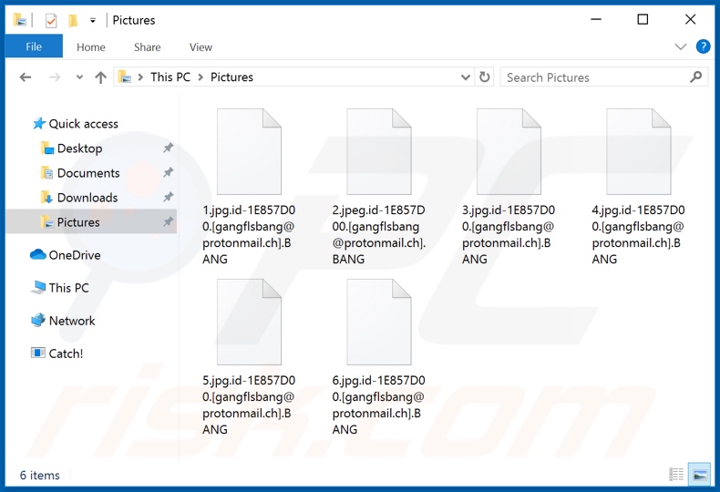 Archivos encriptados por el ransomware BANG (extensión .BANG)