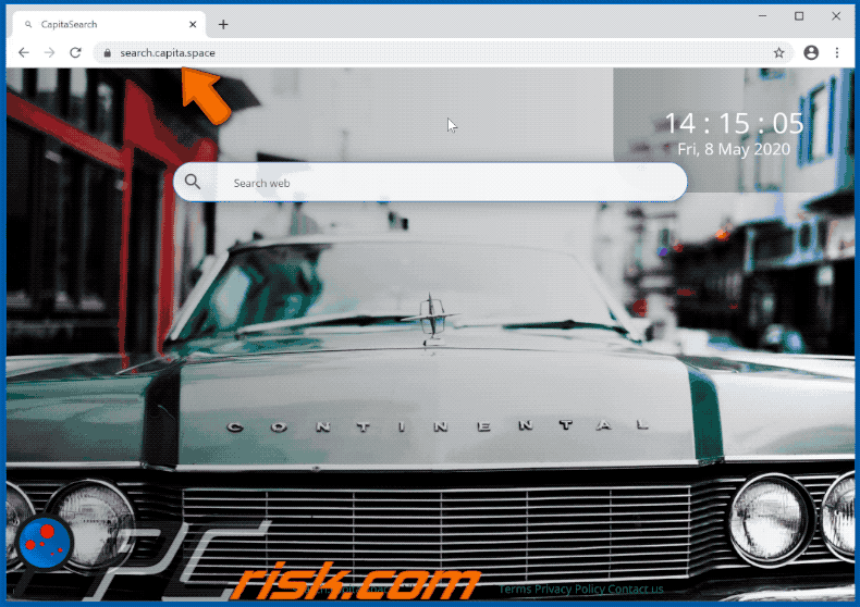 Secuestrador de navegador CapitaSearch apariencia en GIF