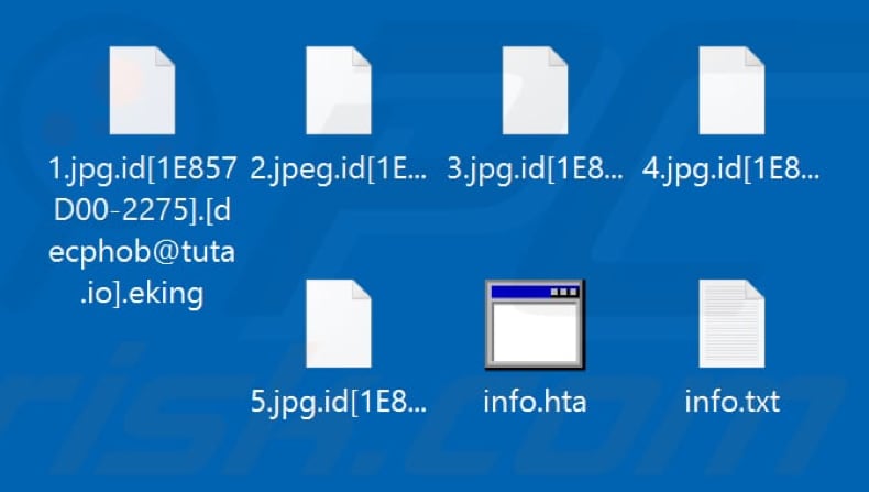 Archivos encriptados por el ransomware Eking (extensión .eking)