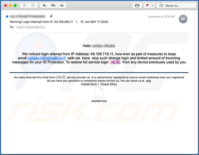 Email no deseado que promociona el sitio de phishing de cybxtechnolabs[.]com