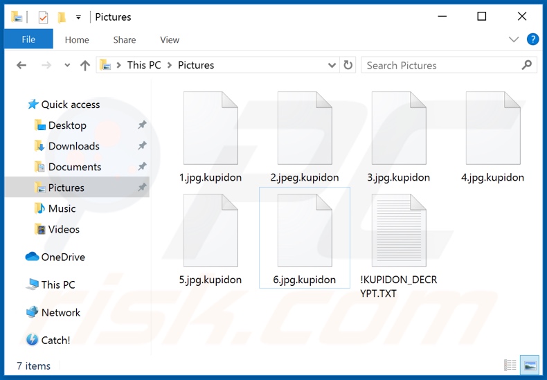 Archivos encriptados por el ransomware Kupidon (extensión .kupidon)