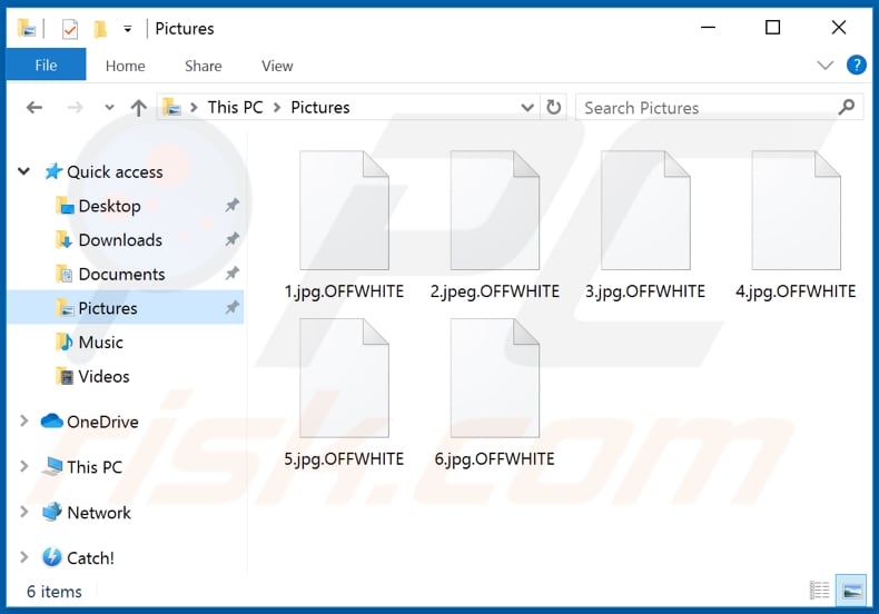 Archivos encriptados por el ransomware OFFWHITE (extensión .OFFWHITE)