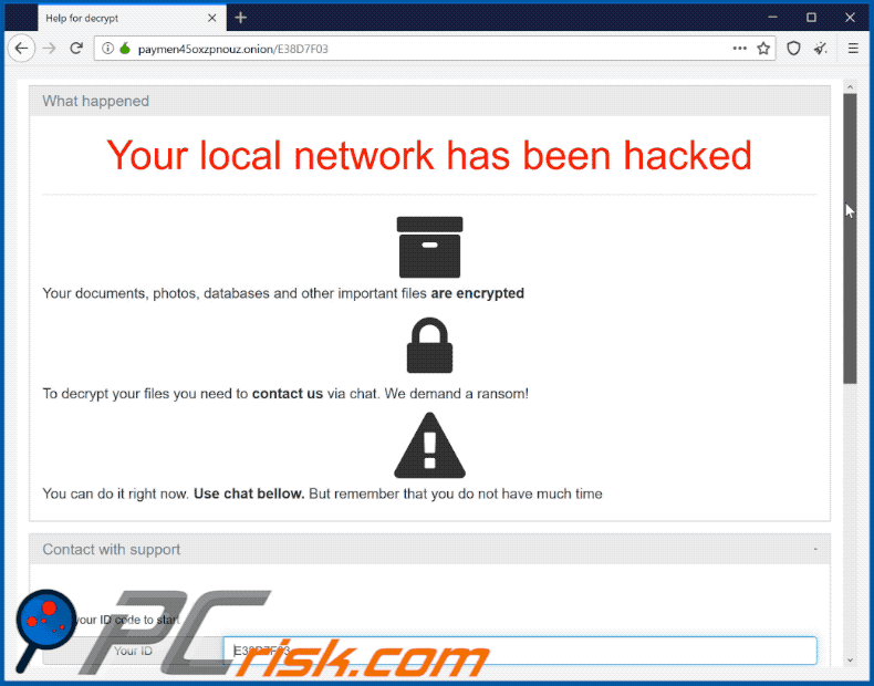 Sitio web actualizado del ransomware Oled