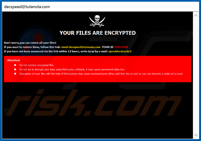 Ventana emergente actualizada del ransomware Php