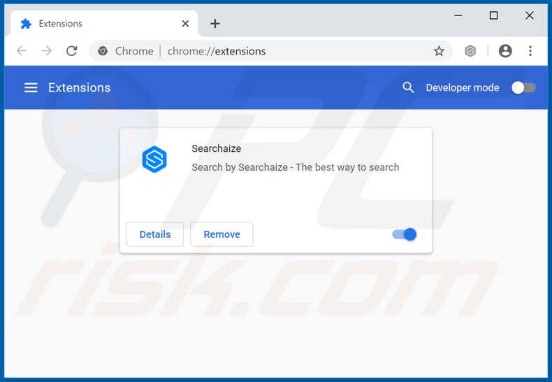 Eliminando las extensiones de Google Chrome relacionadas con searchaize.com