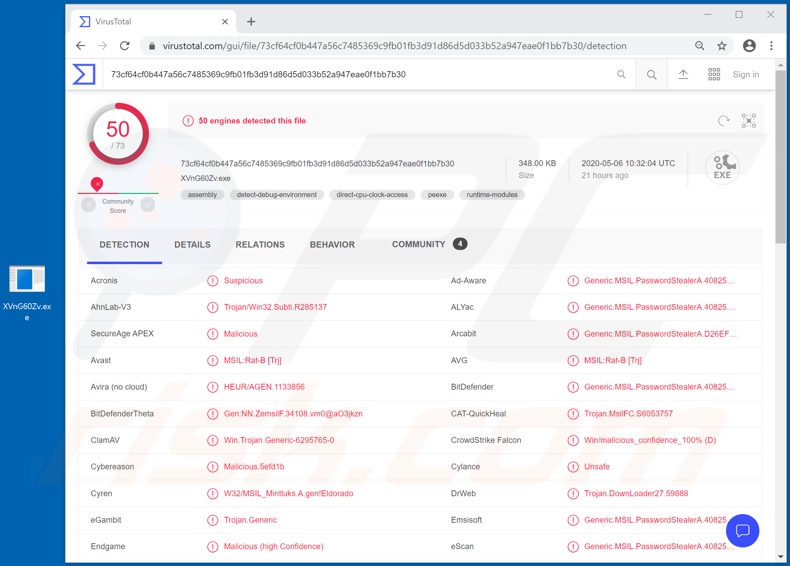 Detección de malware VoidRAT en VirusTotal