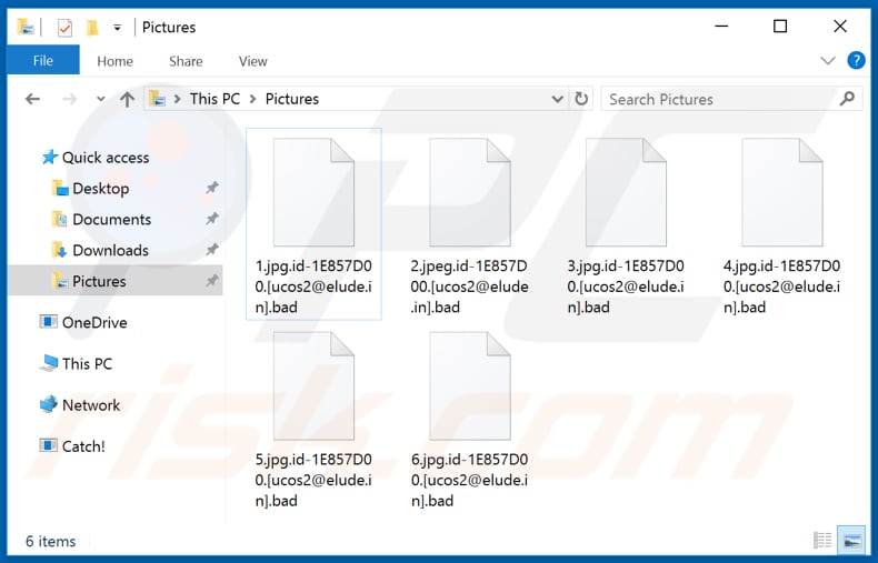 Archivos encriptados por el ransomware Bad (extensión .bad)