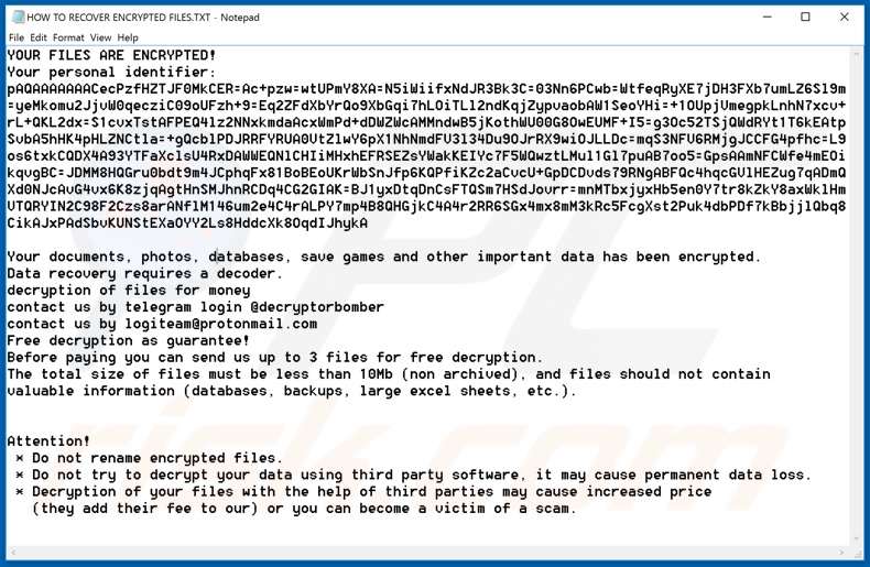 Instrucciones del desencriptado de Bomba (HOW TO RECOVER ENCRYPTED FILES.TXT)