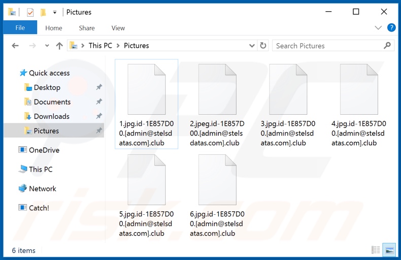 Archivos encriptados por el ransomware Club (extensión .club)