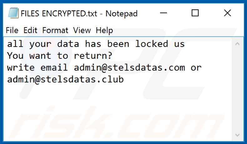 Club archivo de texto de ransomware (FILES ENCRYPTED.txt)
