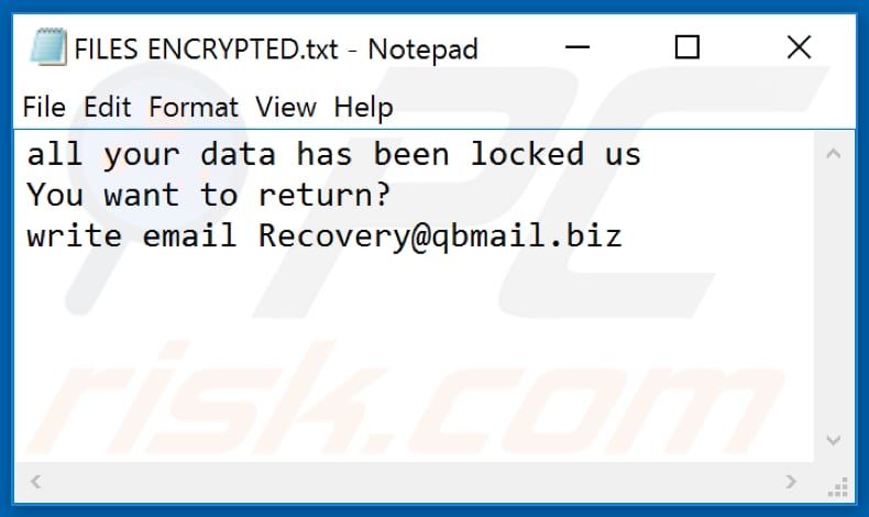 Archivo de texto de Credo ransomware (FILES ENCRYPTED.txt)