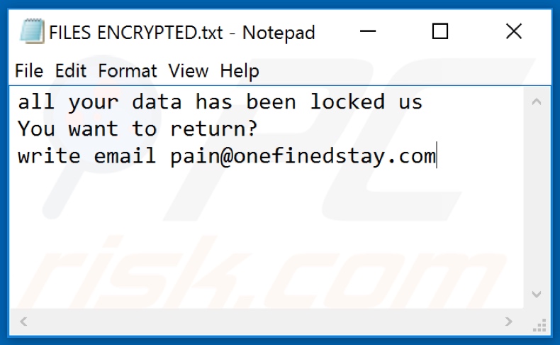 Archivo de texto del ransomware .java (FILES ENCRYPTED.txt)