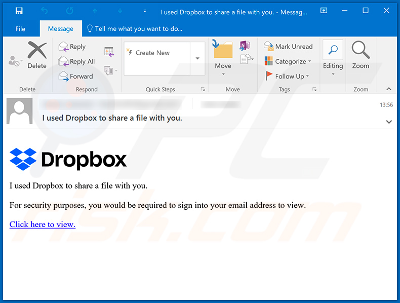 La campaña estafa de correo no deseado de Dropbox