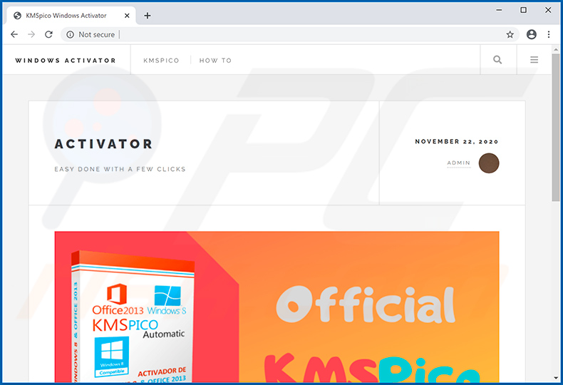 Sitio web que promueve KMSPico que inyecta Buer Loader y AsyncRAT en el sistema