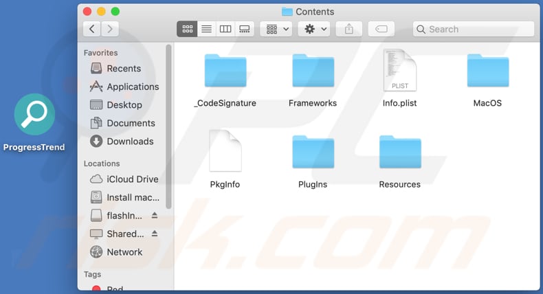 Carpeta de contenido de adware ProgressTrend