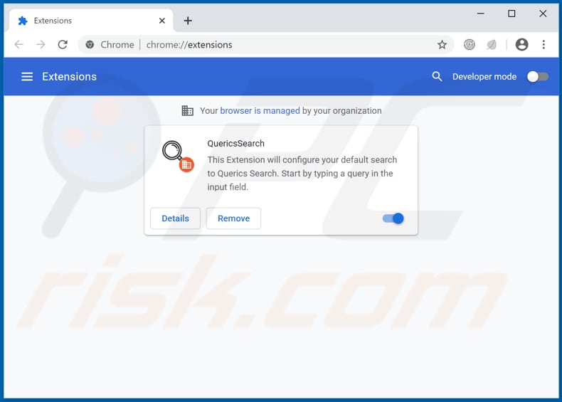Eliminando las extensiones de Google Chrome relacionadas con search.querics.net