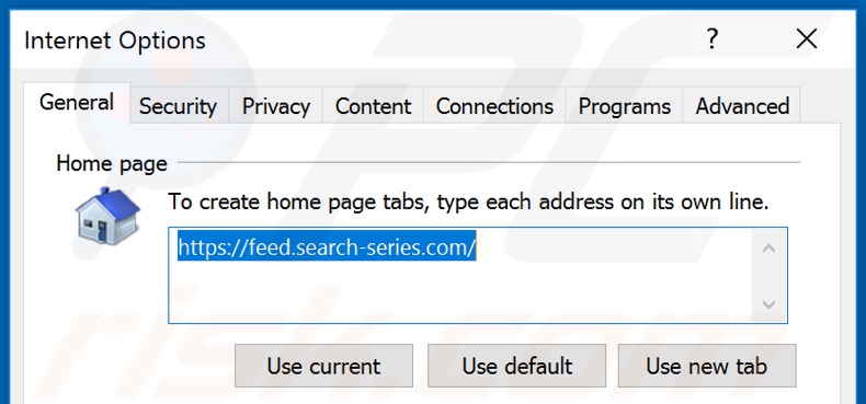 Eliminando search-series.com de la página de inicio de Internet Explorer