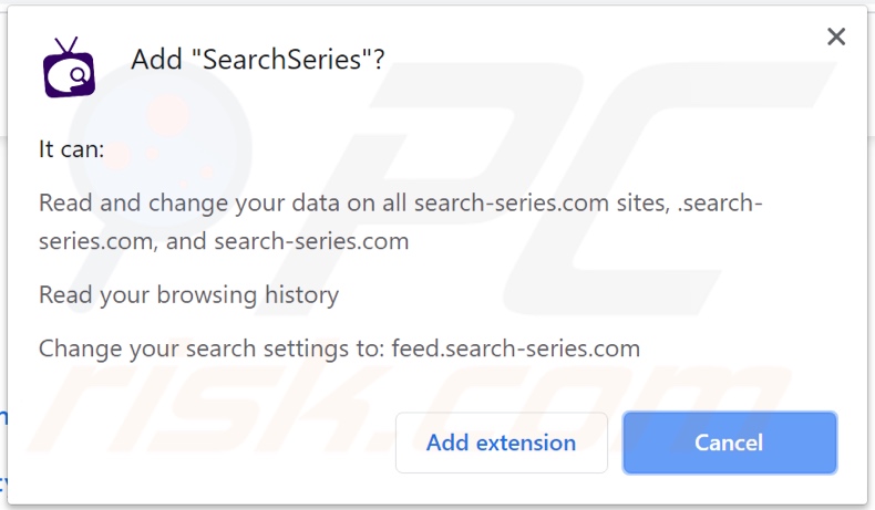 SearchSeries secuestrador de navegador solicitando permisos