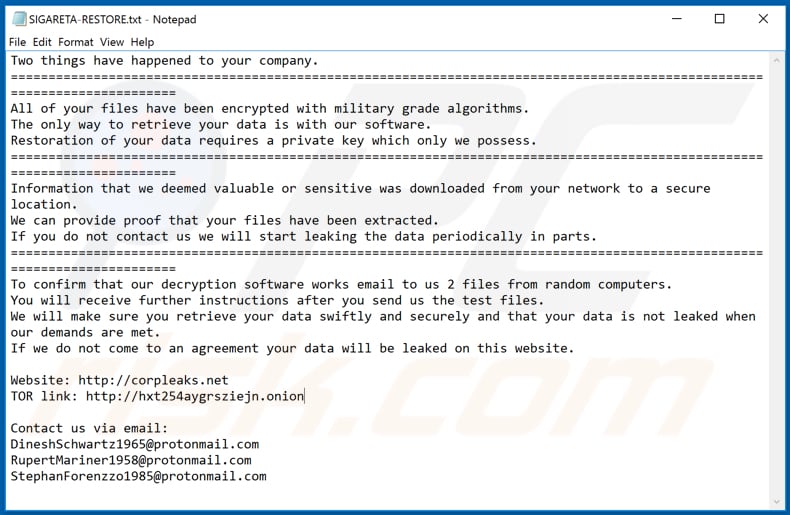 Instrucciones de desencriptado de SIGARETA (SIGARETA-RESTORE.txt)