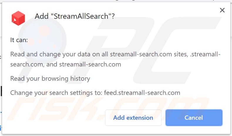 StreamAllSearch solicita permiso para ser instalado