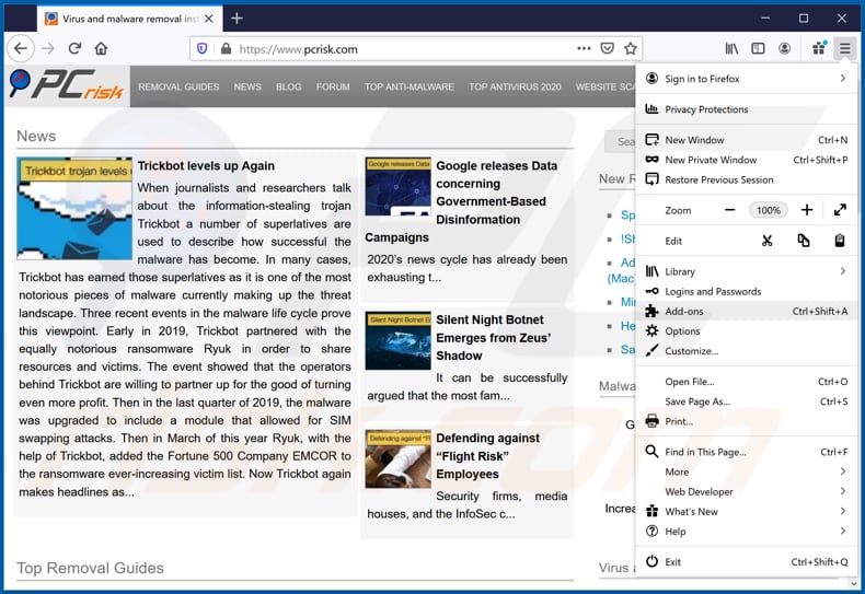 Eliminando los anuncios de VIRUS ALERT FROM Windows de Mozilla Firefox paso 1