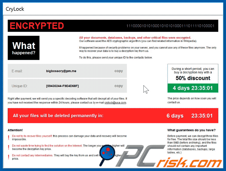 Nota de rescate de ransomware CryLock actualizada (2020-07-17)