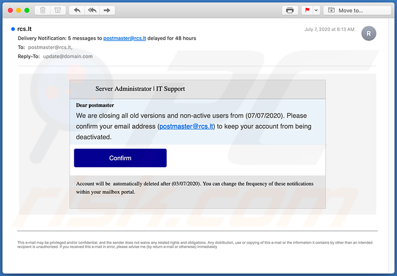 Credenciales de email de phishing de correo no deseado (2020-07-13) - muestra 2