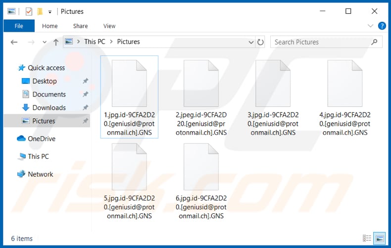 Archivos encriptados por el ransomware GNS (extensión .GNS)