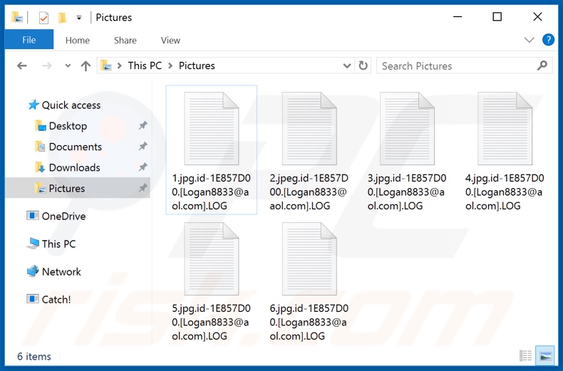 Archivos encriptados por el ransomware LOG (extensión .LOG)