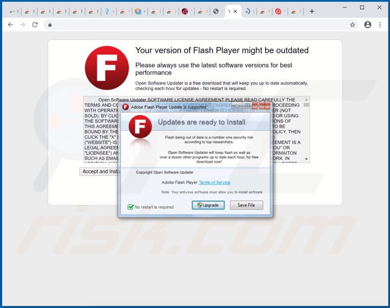 Adware OneUpdater promovido por un sitio web fraudulento