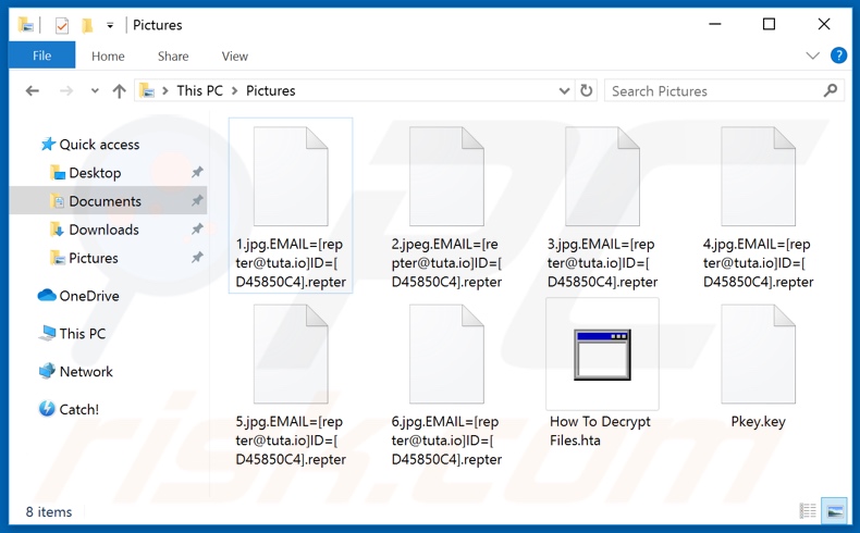 Archivos encriptados por el ransomware Repter (extensión .Repter)