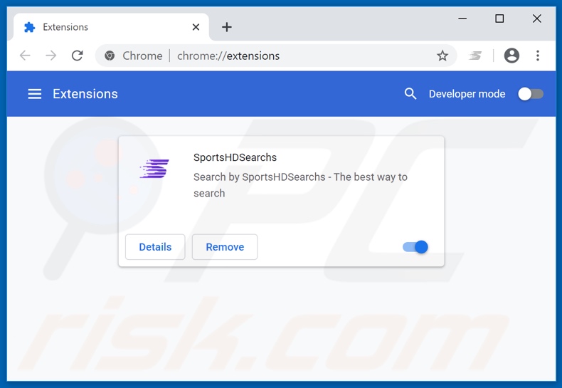 Eliminando las extensiones de Google Chrome relacionadas con sportshdearchs.com