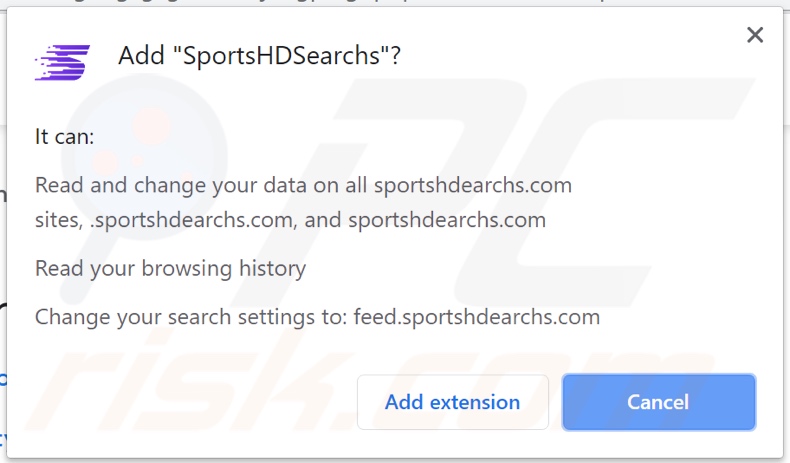 Secuestrador de navegador SportsHDSearchs solicitando permisos