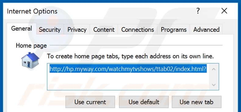 Eliminando hp.myway.com de la página de inicio de Internet Explorer