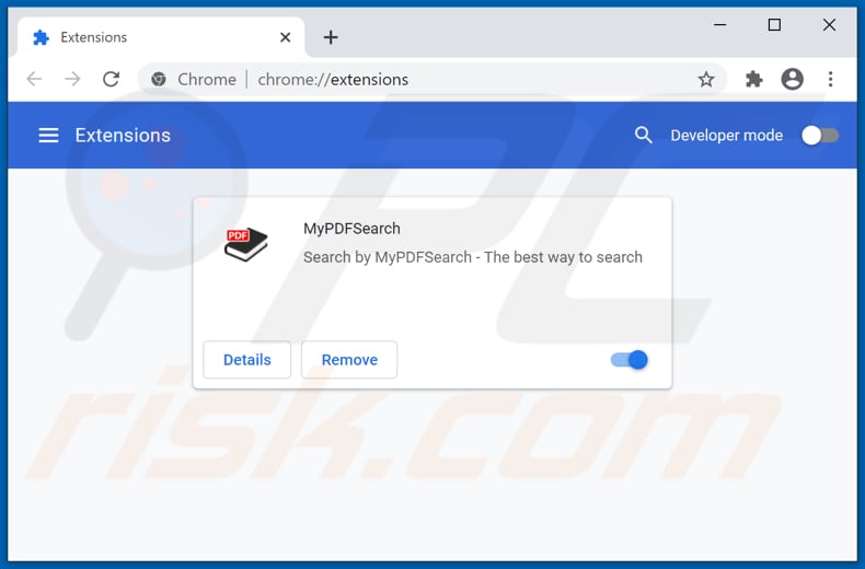 Eliminando las extensiones de Google Chrome relacionadas con mypdf-search.com